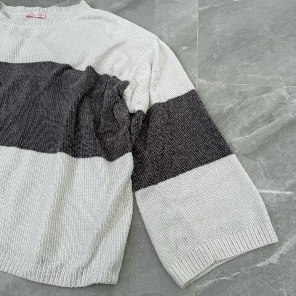Women’s Pink Lily Striped Color Block Crewneck Knit Sweater Small - Picture 7 of 15